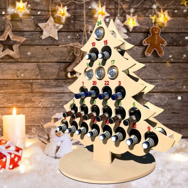 Julgran i Trä - Adventkalender för Vinflaskor B