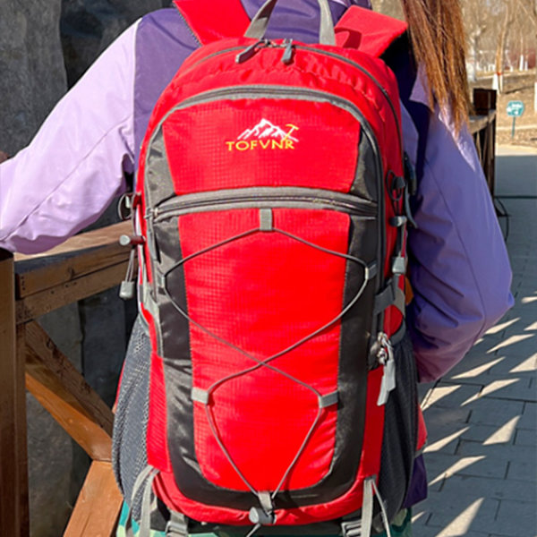 Vandringsryggsäck, 36-55L Trekkingryggsäck, Vattentät Utomhusryggsäck, Reseryggsäck, för Sport, Cykling, Klättring, Bergsklättring red