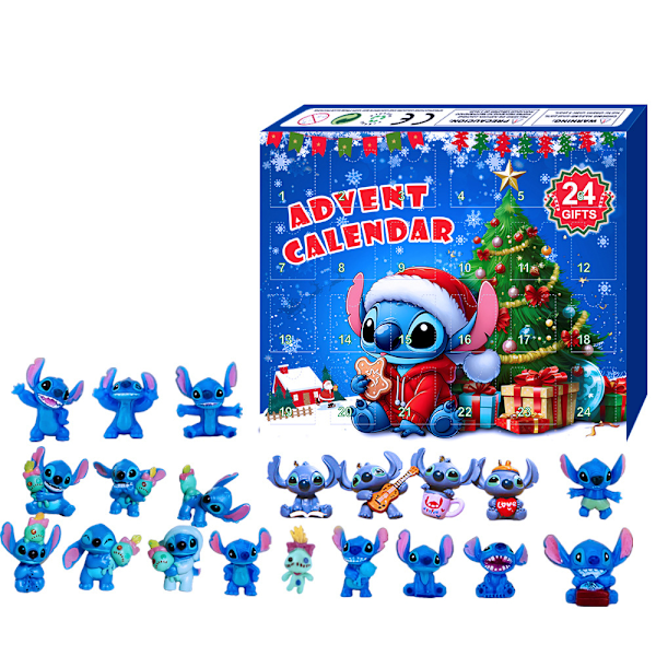 2024 Stitch Julkalender Blind Box, 24 st/set Julnedräkning Adventskalender, Julgåva för barn 3 år och äldre