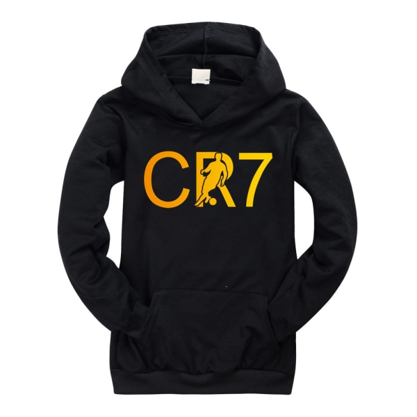 Barn CR7 Ronaldo Vintertröjor Långärmade Huvtröjor Pullover Casual Sport Toppar Black 150cm