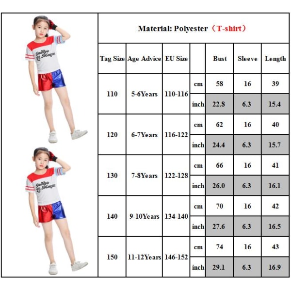 Halloween Cosplay Kostymer Jacka T-shirt Shorts Handskar 4-dels Set 120cm