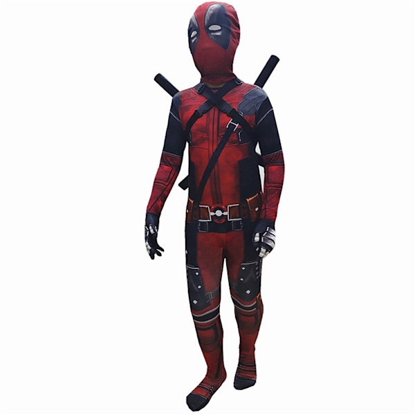 Deadpool-dräkt för pojkar 5-13 år, Superhjälte Kostym, Halloweenfest, Cosplay Jumpsuit 140cm