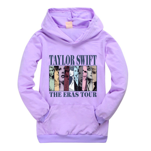 Børnepiger Taylor Swiftie Print Hættetrøje Sweatshirt Julegave Casual Pullover Toppe Purple 140cm