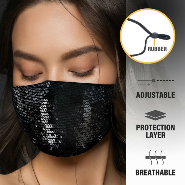 Glittertyg Fashion Skyddsvisir Andningsmask black