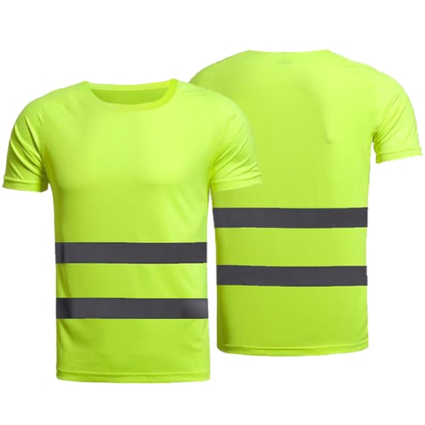 Hög Synlighet Väst Bälte Arbetskläder T-shirt för Män Green L