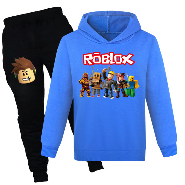 Barn Pojkar Roblox Träningsoverall Hoodie Topp + Byxa Set Superhjälte dark blue 160cm