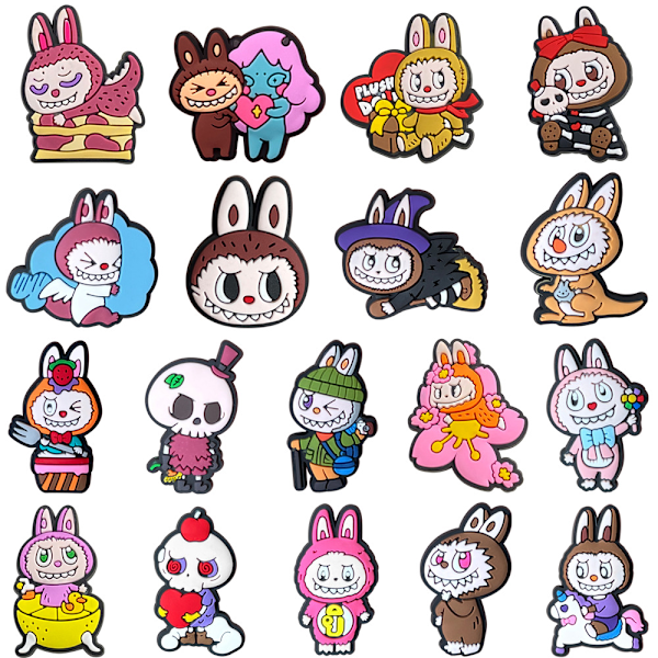18 stk. Labubu Sko Charms Bundle Sæt Dekorationstilbehør til CrocsClogs 18PCS