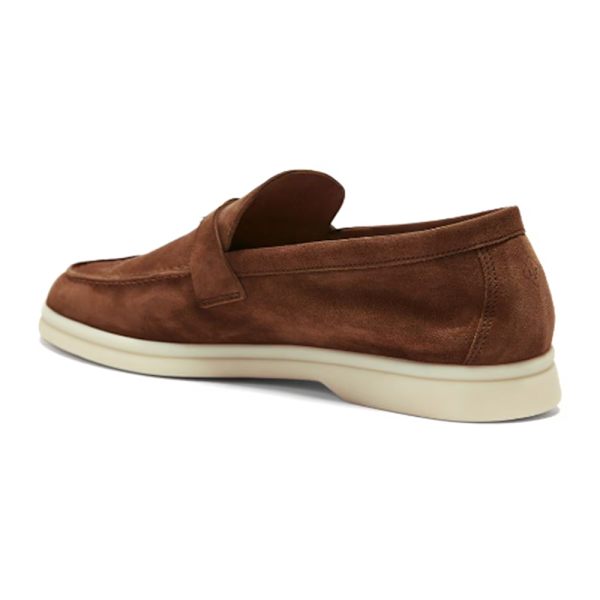 LORO PIANA Summer Charms Walk Mockasiner i mocka Red Brown 41