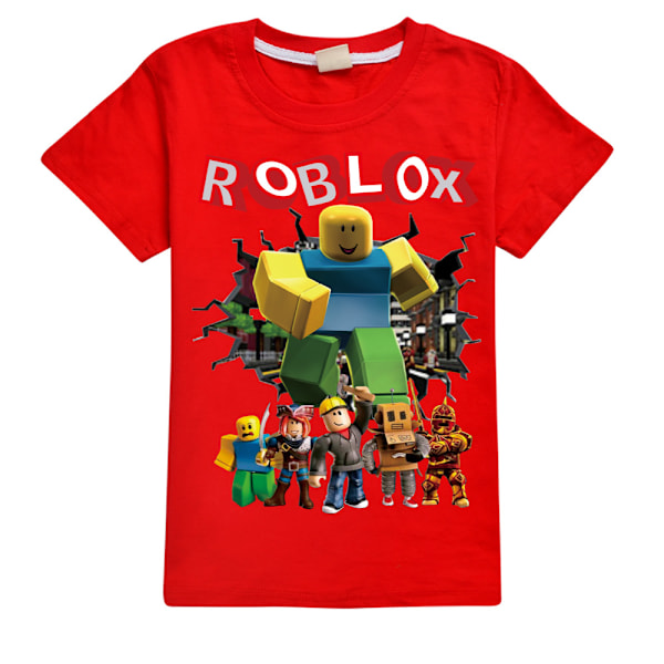 Roblox Pojkar T-shirt Barn Flickor Tecknad Kortärmad Rundhalsad Toppar Barn Pojkar Grafiska T-shirts Red 120cm