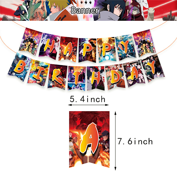 Glade bursdag Naruto ballonger banner sett festdekorasjon for barn