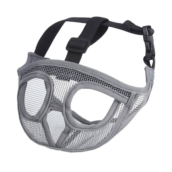 Snout Dog Nosparti, Andningsbar Mesh, Plat Nosparti, Bulldog Mask, Munskydd Grey M