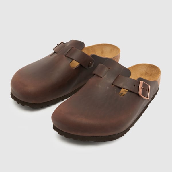 Birkenstock Boston Mjuka Fotbäddar Tofflor Unisex Slip On Vardagsskor Brown 39