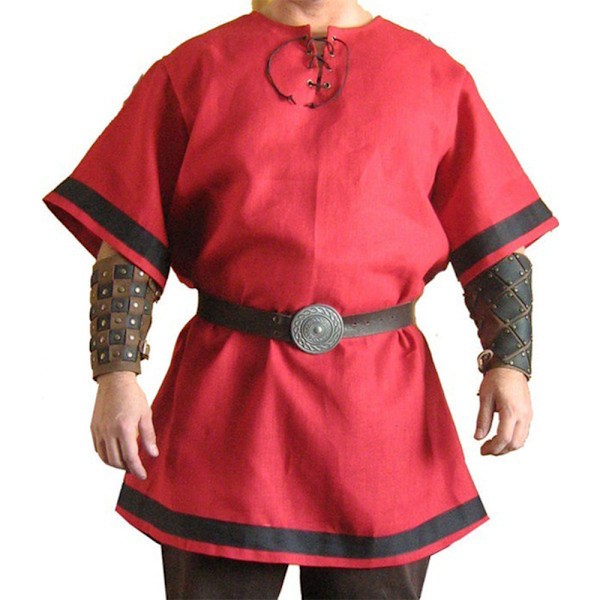 Retro herrkläder Medeltida renässans pirat viking kostym topp Red XL