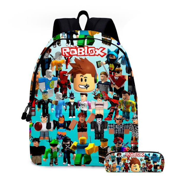 2 stk./sett Roblox 3D-printet barneryggsekk jenter gutter student skolesekk reise ryggsekk penalsett B