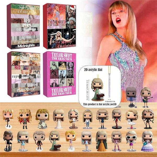 2024 Jule Taylor Swift Adventskalender 24 Dage Jule Adventskalender Nedtællingskalender til Piger, Sødt Ornament Julegaveidé Musikelsker C