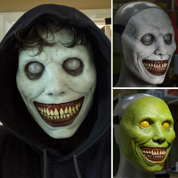 Halloween Skräck Cos Exorcist Smile Vitt ansikte White Eye Mask white