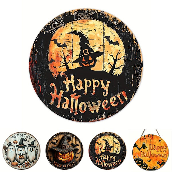 Halloween Græskar Trick Or Treat Vedhæng i Træ Spøgelseshus Dørindretning Hængende Skilte Ornamenter A