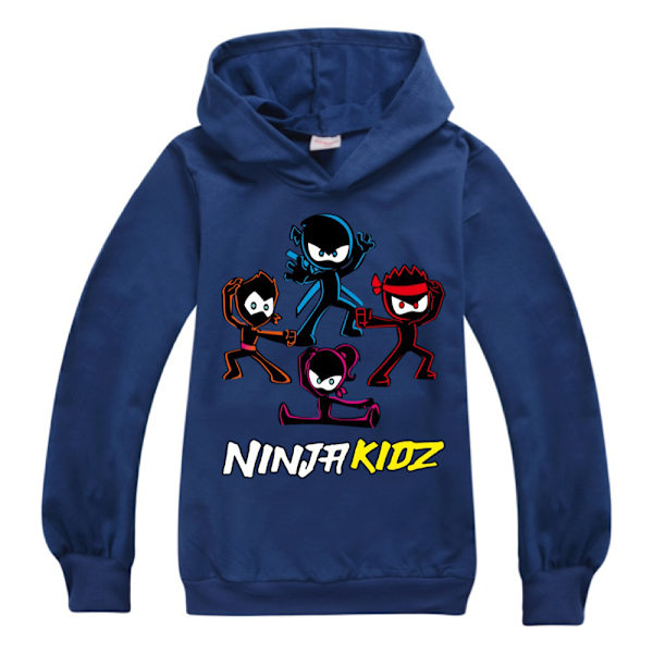 Barn Hoodie Jacka med Ninja Cosplay Cartoon Tryck navy blue 150cm