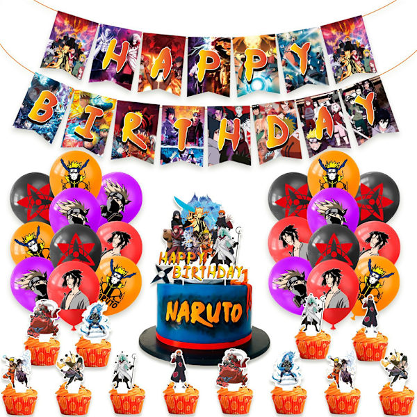 Glade bursdag Naruto ballonger banner sett festdekorasjon for barn