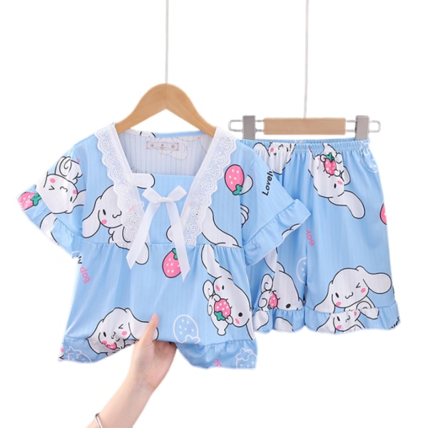 2-pack Sanrio Kuromi Pyjamas för flickor och pojkar, kortärmad tröja och byxor, sovkläder, hemkläder C 4-5Years