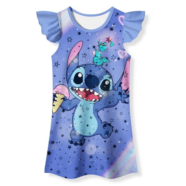 Stitch Nightie Barn Flickor Nattkläder Kortärmad Nattlinne Pyjamas Nattlinne 140cn