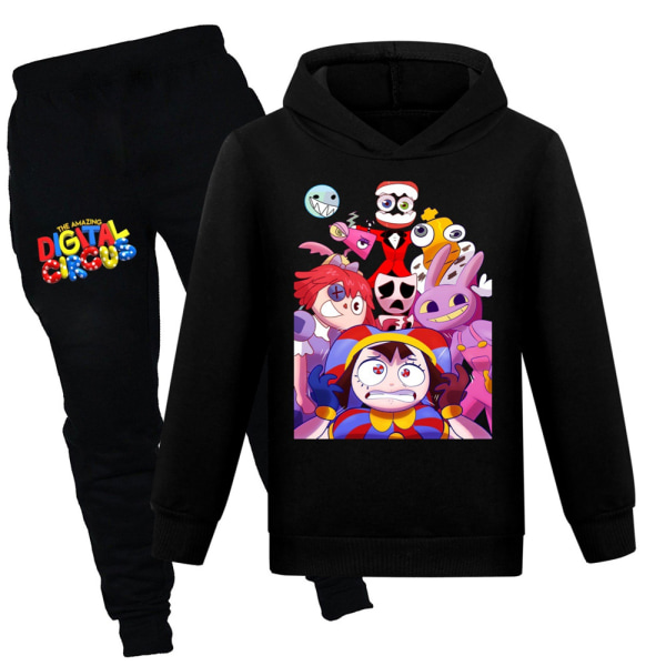 Fantastisk Digital Circus Barn Tracksuit Hoodie Tröja Byxor black 130cm