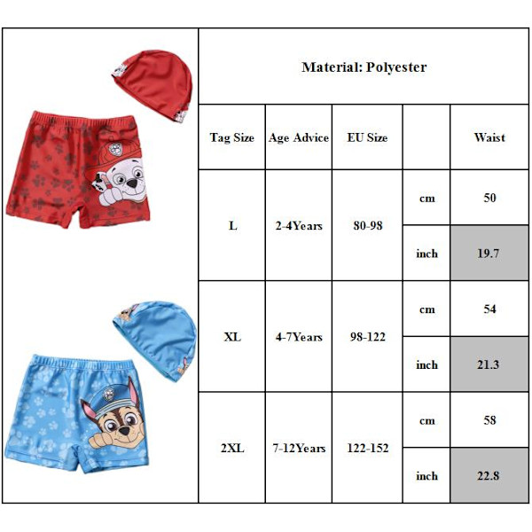 Pojkbadbyxor för barn med badmössa, sommar, surfshorts, badkläder för pojkar Blue XL