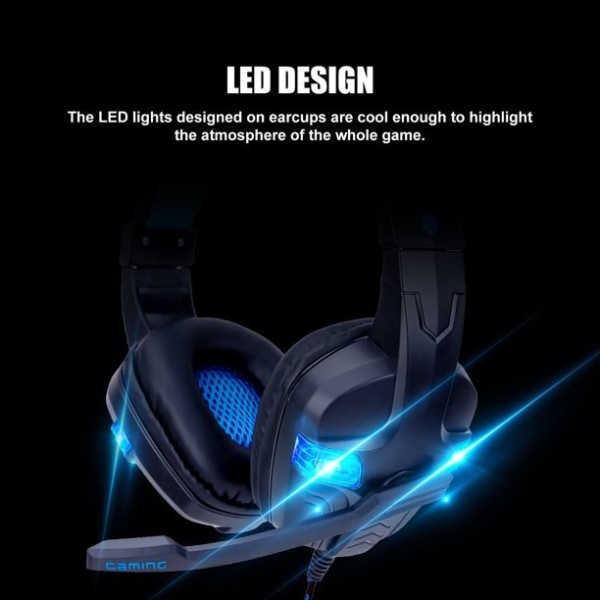 Stereo Gaming Headset LED-ljus & mikrofon Julklapp män kvinnor black-red