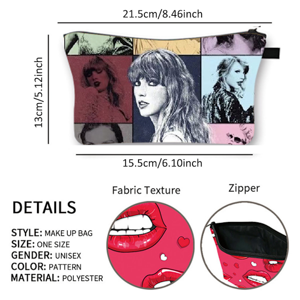 Taylor Swif sångare musik kosmetisk väska sminkorganisatör läder bärbar påse present resetoalettväska förvaringspung A
