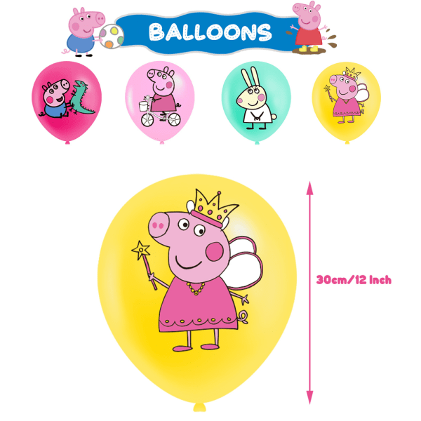Ballonger för dekoration av födelsedagsfest för barn med Peppa-gristema