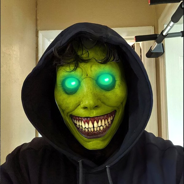 Halloween Skräck Cos Exorcist Smile Vitt ansikte White Eye Mask green
