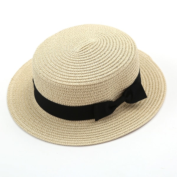Solhattar Kvinnor Bred Brätte Halm Boater Hat Packable Summer Beach white