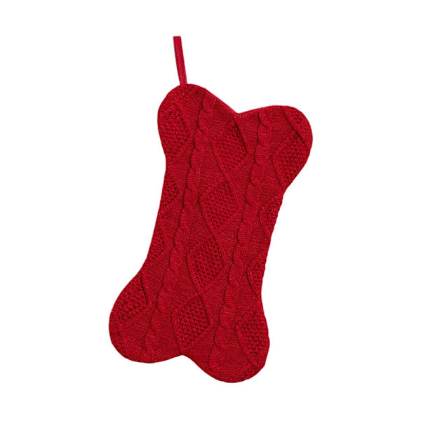 Julstrumpa för hundar, stickad vit julstrumpa för hundar, benformad hundstrumpa julstor storlek för husdjur Red