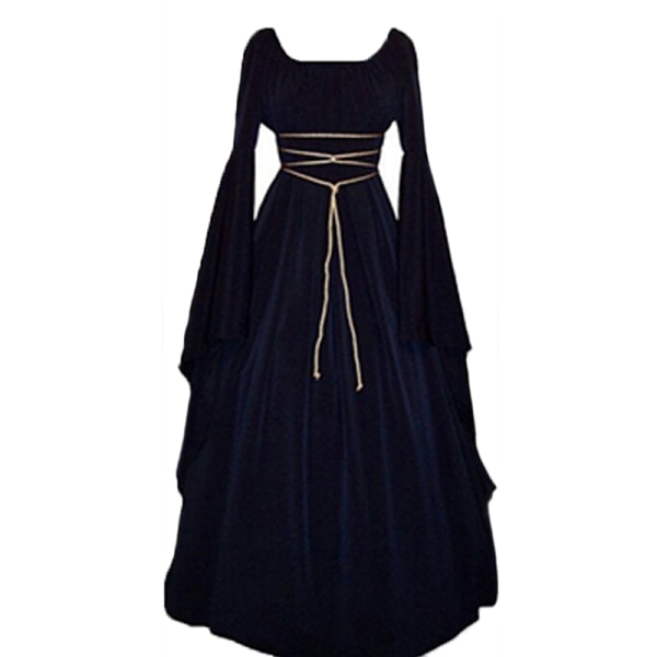 Kvinnor Halloween medeltida viktoriansk gotisk häxklänning NavyBlue S