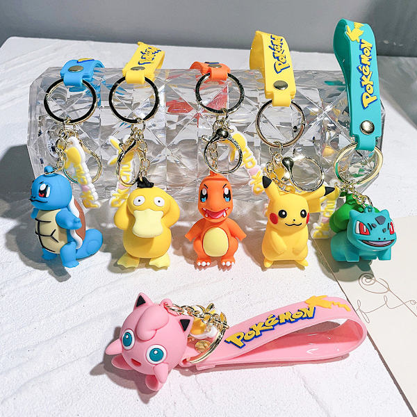 3D Nyckelring Väska Tillbehör Pikachu Squirtle Charmander Psyduck #1
