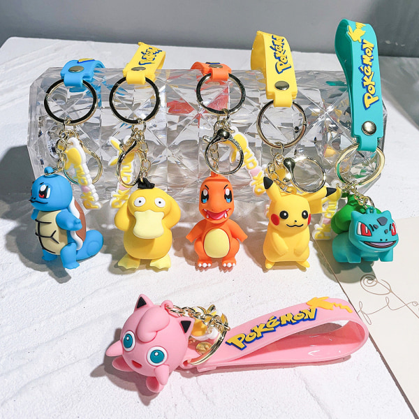 3D Nyckelring Väska Tillbehör Pikachu Squirtle Charmander Psyduck #4