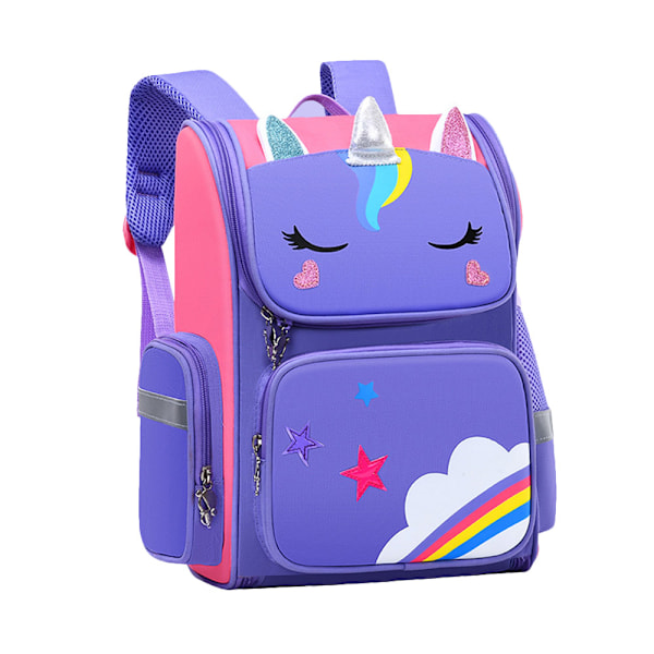 Enhörningsryggsäck Pojkar Flickor Barn Cartoon Skolväska Casual Bookbag Resväska Axelväskor Purple L