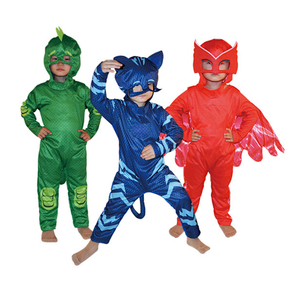 PJ Mask Kostym Pojkar Flickor Superhjälte Barn Maskerad Bokvecka Halloween Blue L