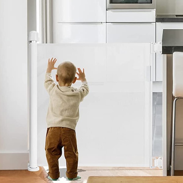 Babysäkerhetsgrind - Dörrsäkerhetsgrind - Skyddsgardin, Husdjursdörrsgrind, Utdragbar Dörrgardin, Utdragbara Hundbarriärer, 0-300cm White 180cm