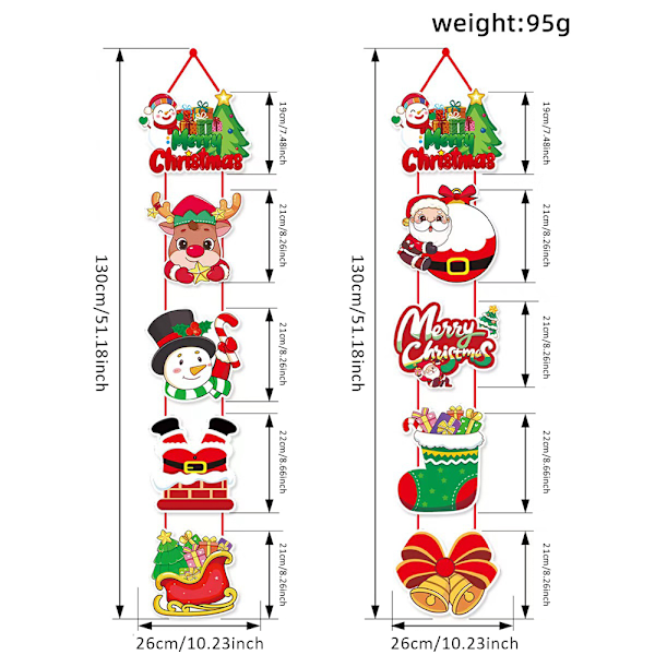 1 Set Julbannertecken Juldekoration för Entrédörr Väggdekoration Hängande Dekoration D