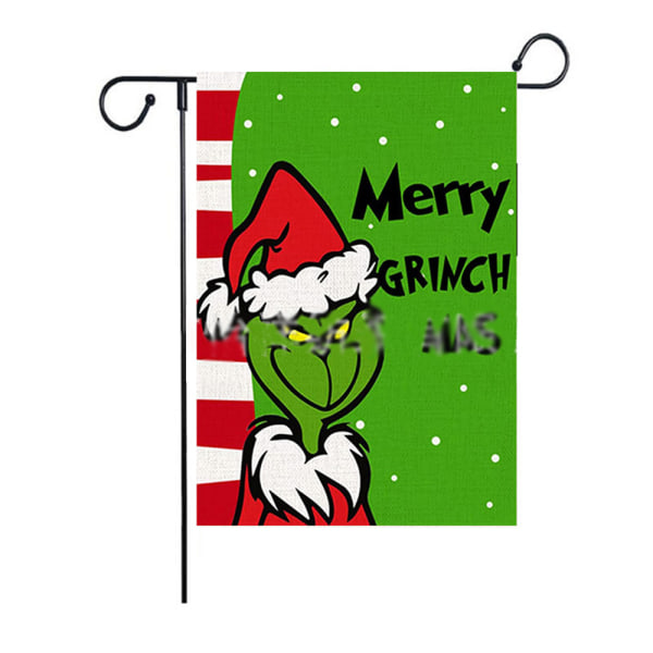 Grinch Julgrändsflagga Banner Dekoration för Vintergård D
