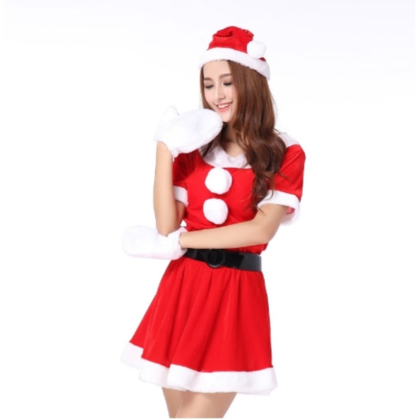 Kvinnors julkostymer kostym julfest Röd klänning outfit