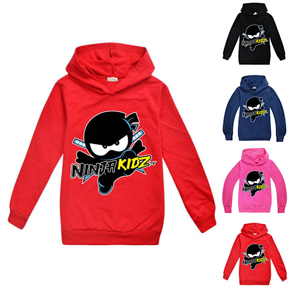 NUINJA Barn Hoodie Pojkar Flickor Långärmad Tröja Pullover Topp red 140cm