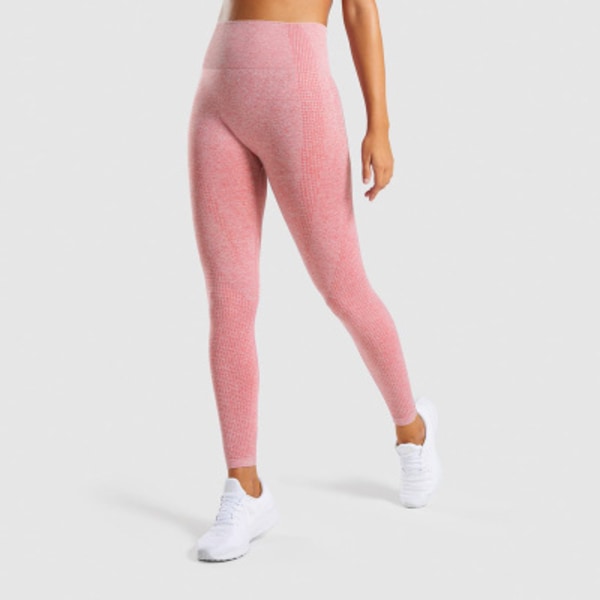 Kvinnors hög midja Yoga Leggings Löpning Sport Gym Byxor Träning peach red L
