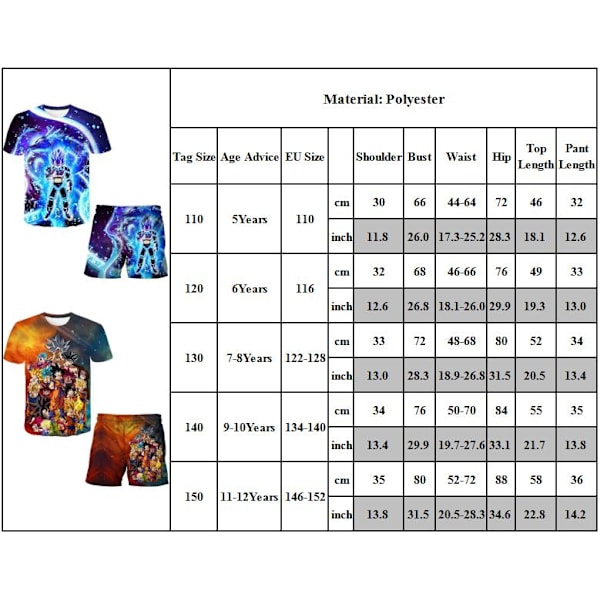 Dragon Ball Barn Pojkar Nattkläder Kortärmad T-shirts Toppar Shorts Sommar Outfit Sovkläder Pyjamas Set #2 130cm