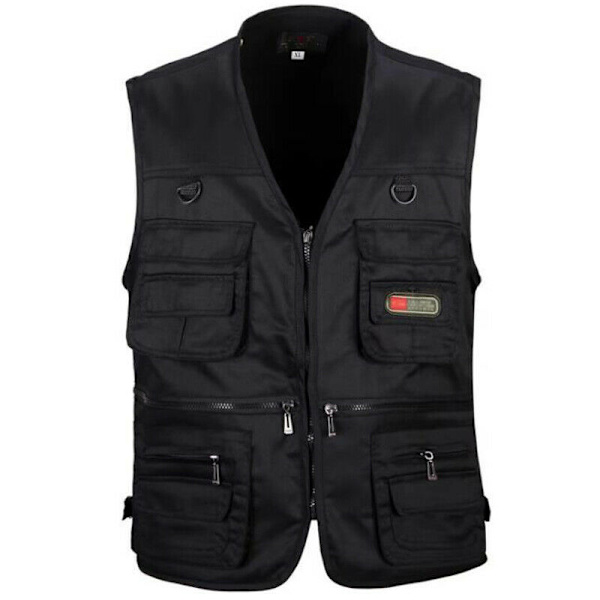 Fiskevest for menn utendørs, jakt, fotturer, utendørs vest med lommer khaki 2XL