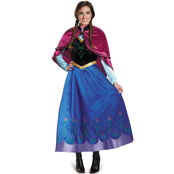 Halloween Karnevalsprincessa Anna Elsa Drottning Klänning Kostym Frozen Drottning Cosplay Maskerad Fe Klänning För Kvinnor Anna S