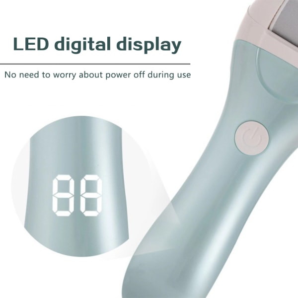 LED Digital Display Dead Skin Remover Elektrisk fotfil Green