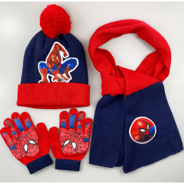 Halloween Pojkflickor SpiderMan Vintermössa Halsduk Vantar Set 1