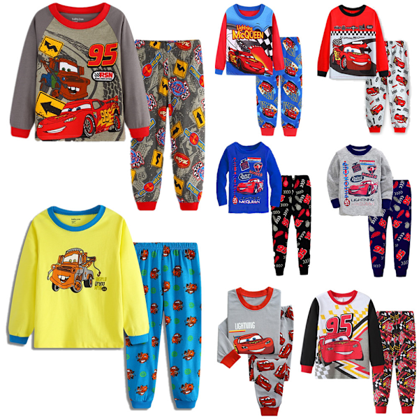 Bil Barn Pojkar Flickor Långärmade Toppar + Byxor Pyjamas Set Nattkläder Sovkläder #7 120cm